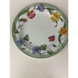 Coventry Fine Porcelain 8" Plate Secret Garden Blue Flowers Red‎ Butterflies